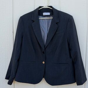 Calvin Klein Women's Size 18W Charcoal Blazer Jacket 2 Button Closure Vent Lined